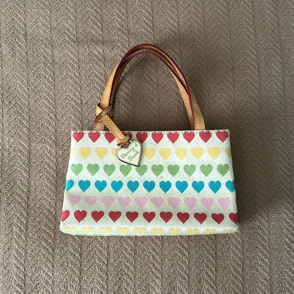 Vintage Dooney & Bourke Rainbow Heart Mini Handbag - Picture 1 of 4